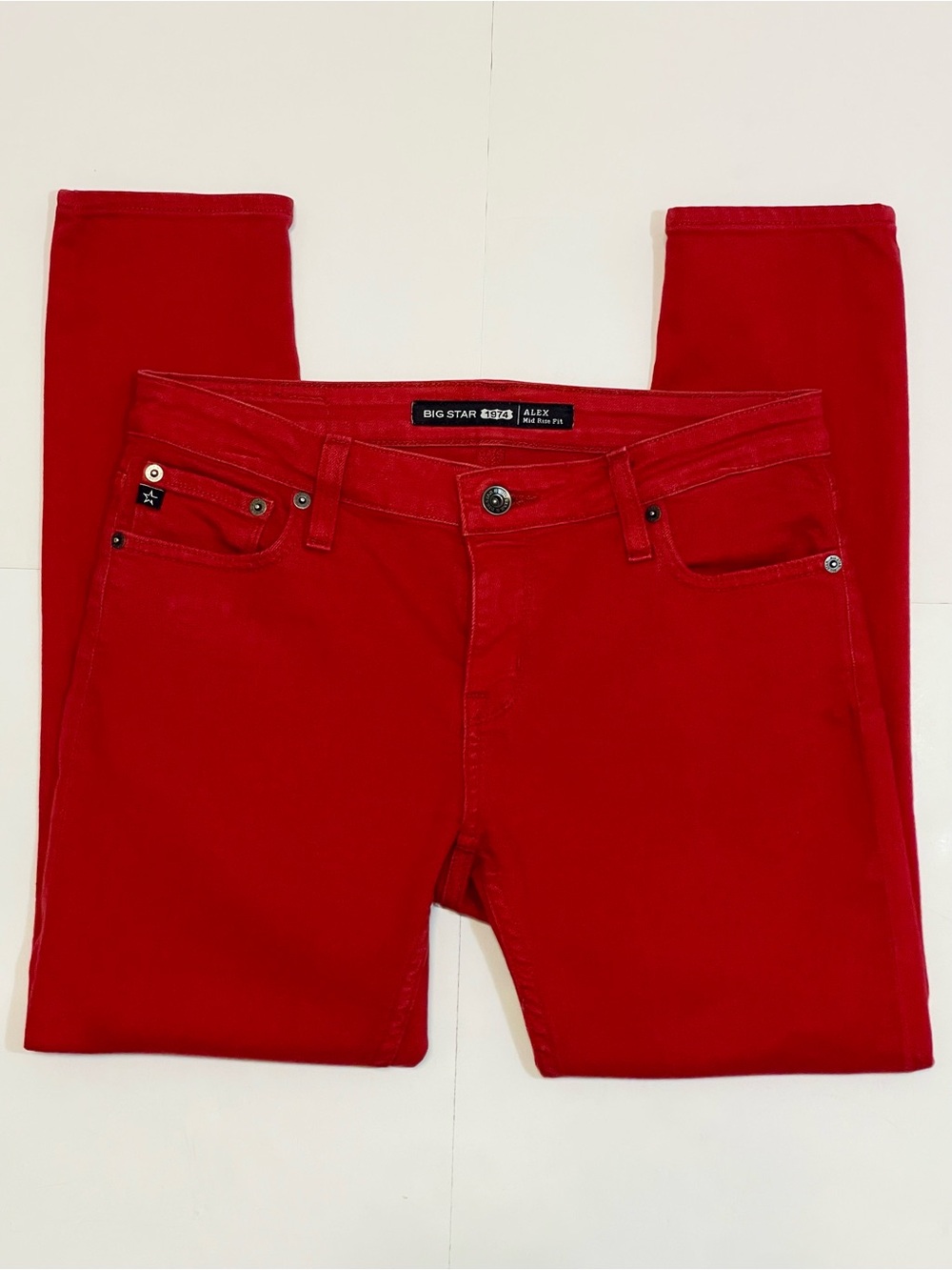 Big Star 1974 Alex Mid-Rise Skinny Cropped Red Jeans Size 28